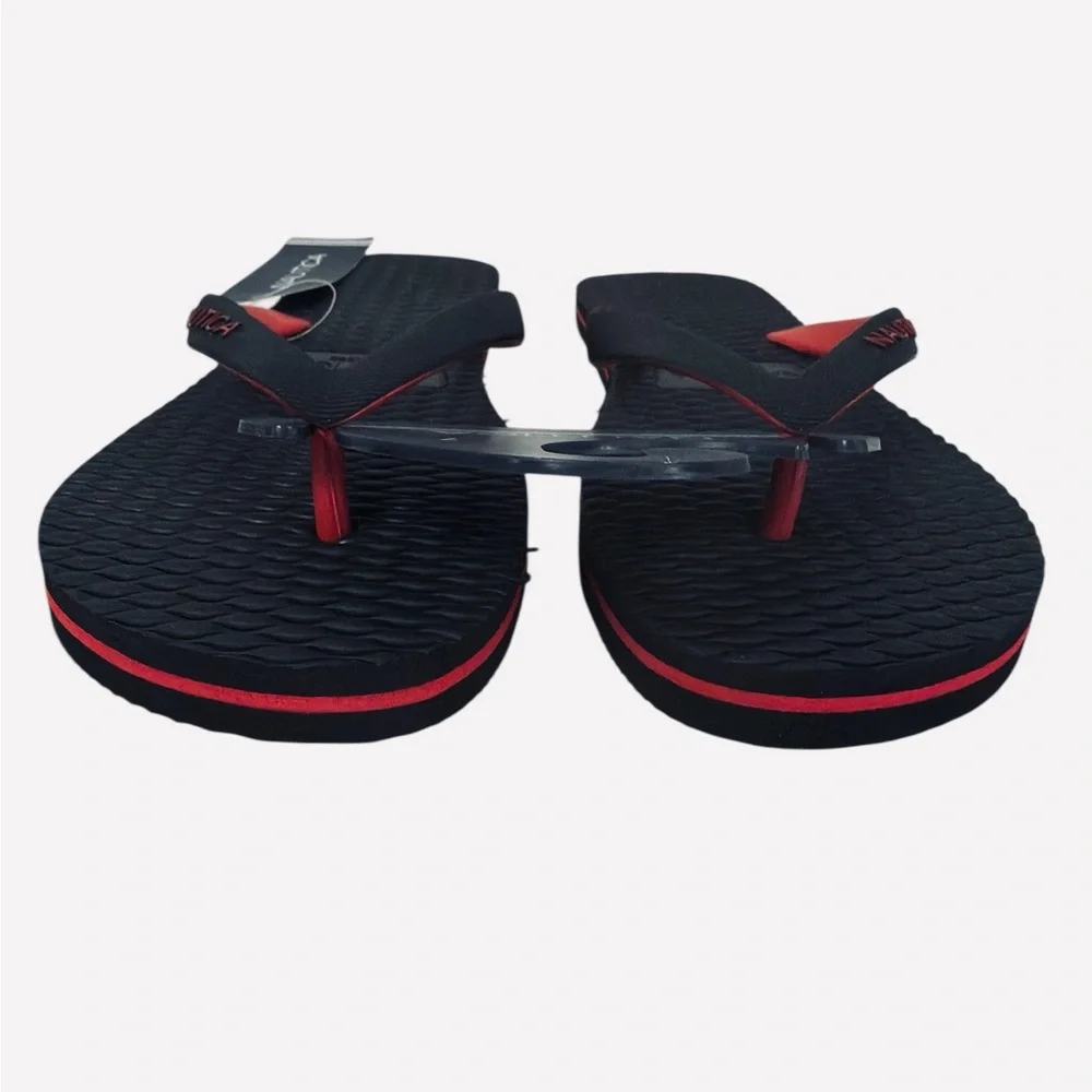 Nautica Jiren Flip Flop Thong Casual Sandals Rubber Black/Red Men’s Size 7